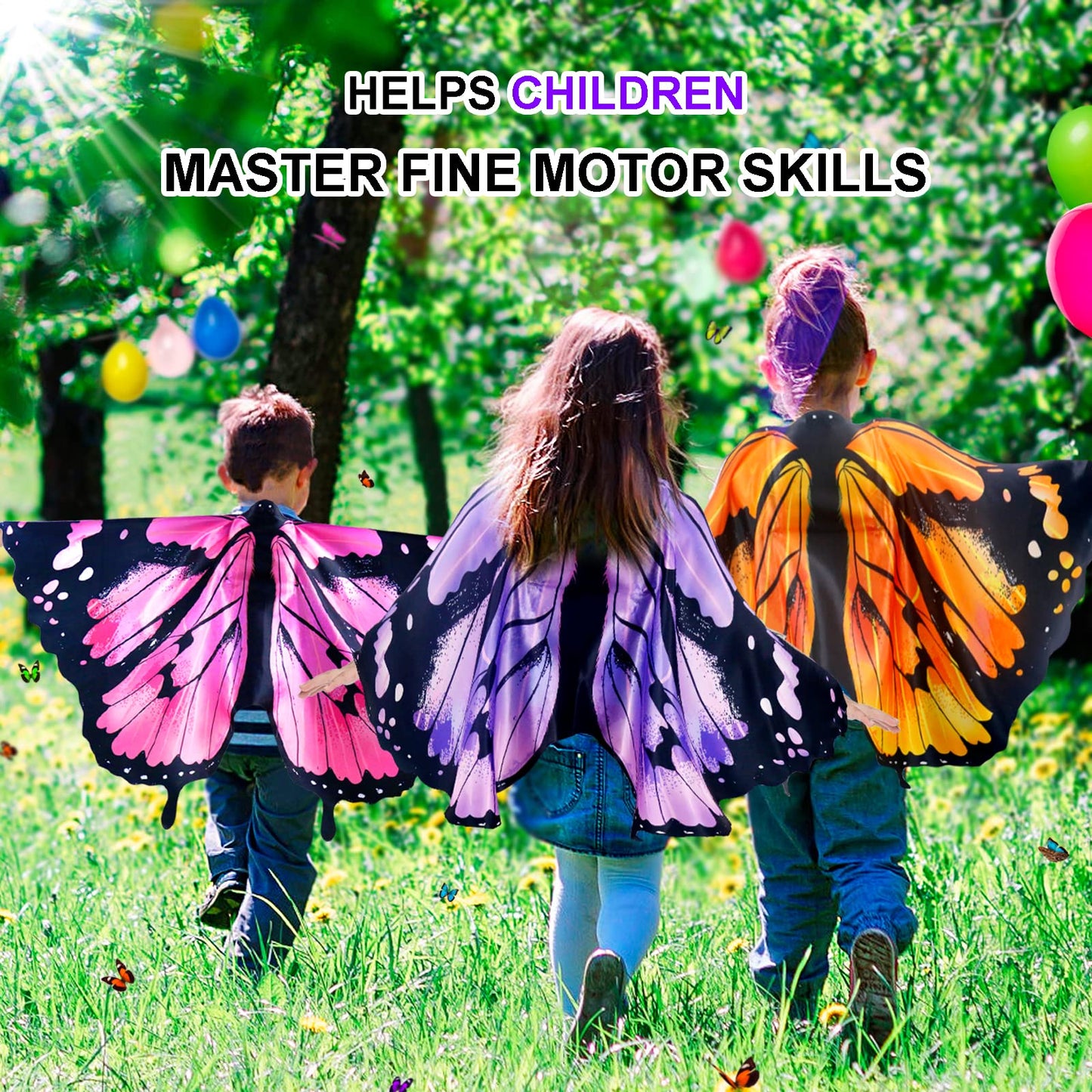 Irolehome Monarch Butterfly-Wings For Kids Girls Princess Dress-Up Fairy Costume For Toddler Big Sister Gifts Dance Party Toy