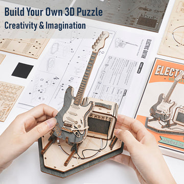 Rowood 3D Puzzles For Adults, Diy Wooden Model Kit For Adults To Build, Stem Electric Guitar Desk Toy Project For Kids, Birthday