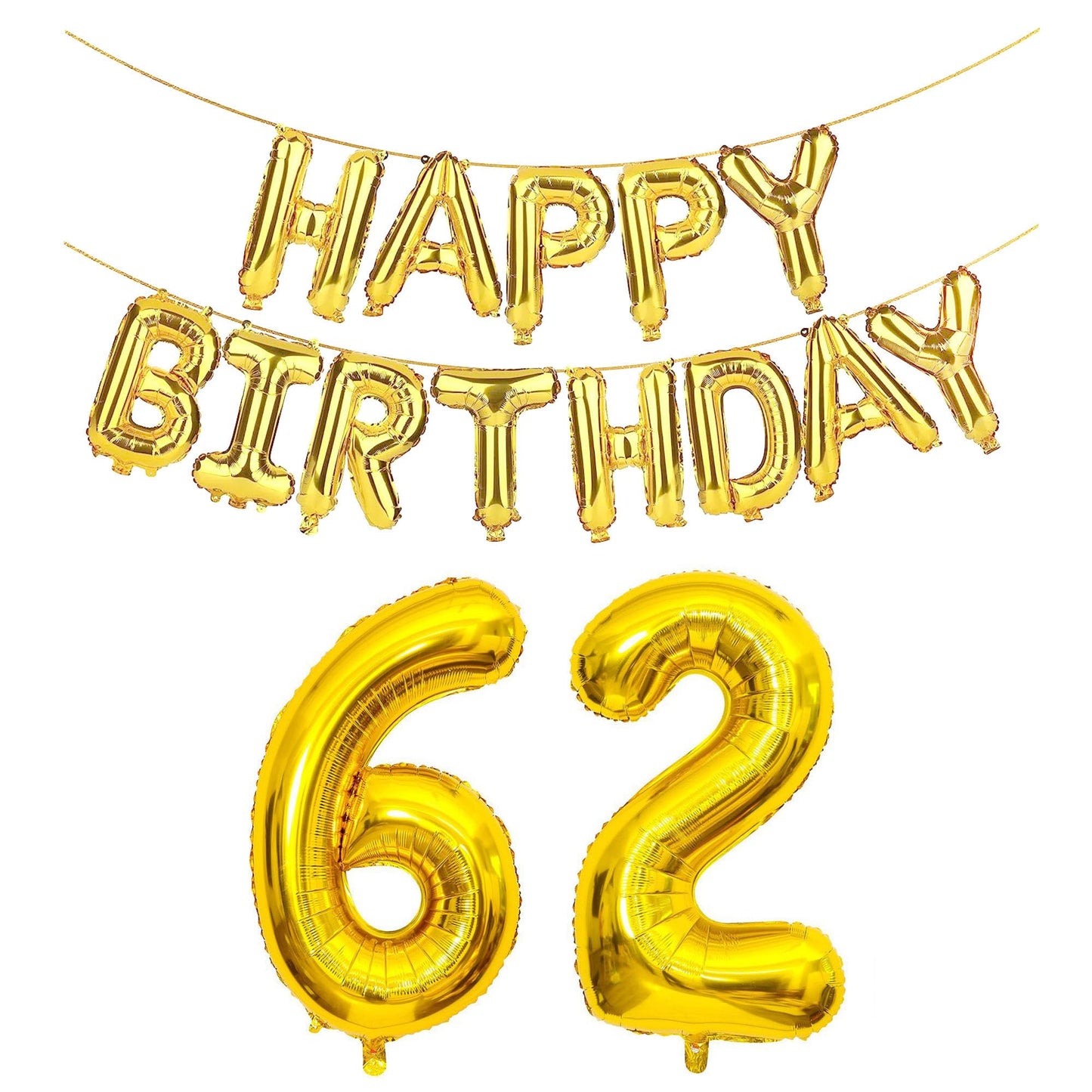 Shuntai 62 Number Balloons 26Th Or 62Nd Happy Birthday Prom Balloons Gold Letters Banner Decorations For Men Women 40 Inch Big G