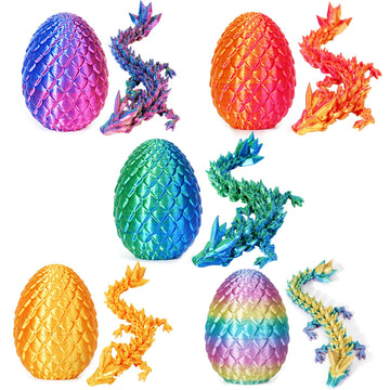 Tboline 5Pack 3D Printed Dragon Egg, Mystery Easter Egg Articulated Crystal Animals Fidget Toy For Kid Boy Girls, Mythical Piece