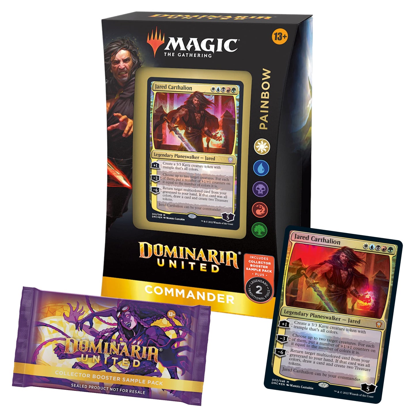 Magic The Gathering Commander Deck – Dominaria United Painbow + Collector Booster Sample Pack, Multicolor, Model C97220000