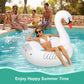 Inflatable Swan Pool Float With Colorful Lights, Flyfreeu Solar Powered Led Color Changing Swan Swim Tube Rings, 42'' Large Pool