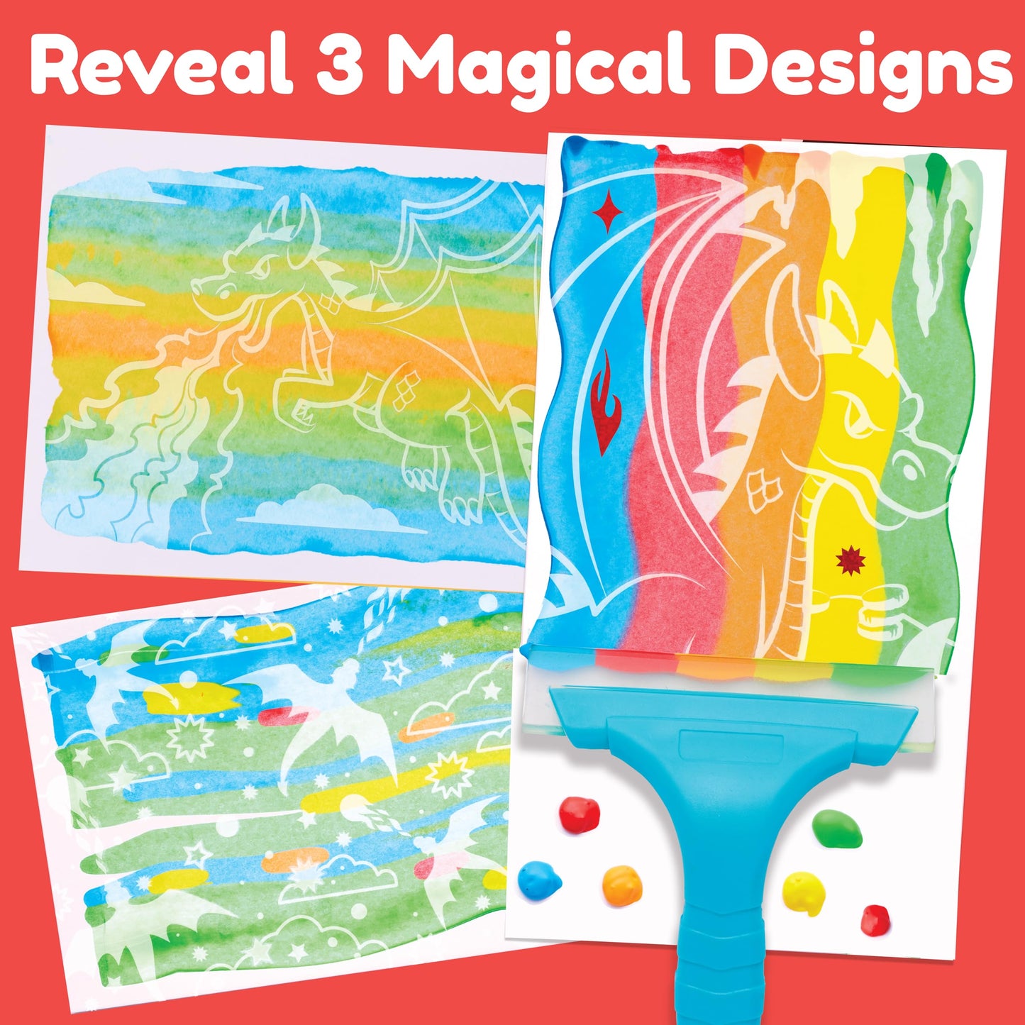 Creativity for Kids Squeegeez Magic Reveal Art Kit: Dragon - Gifts for Boys and Girls, Kids Painting Kit for Ages 7-12+