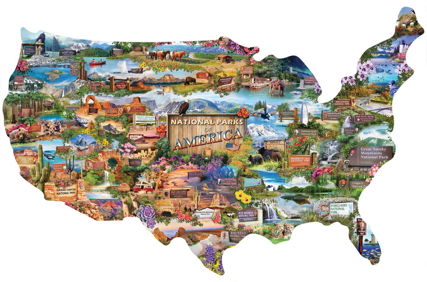 MasterPieces 1000 Piece Jigsaw Puzzle - National Parks of America - 34.65"x22.09" - Cardboard - Model 72356