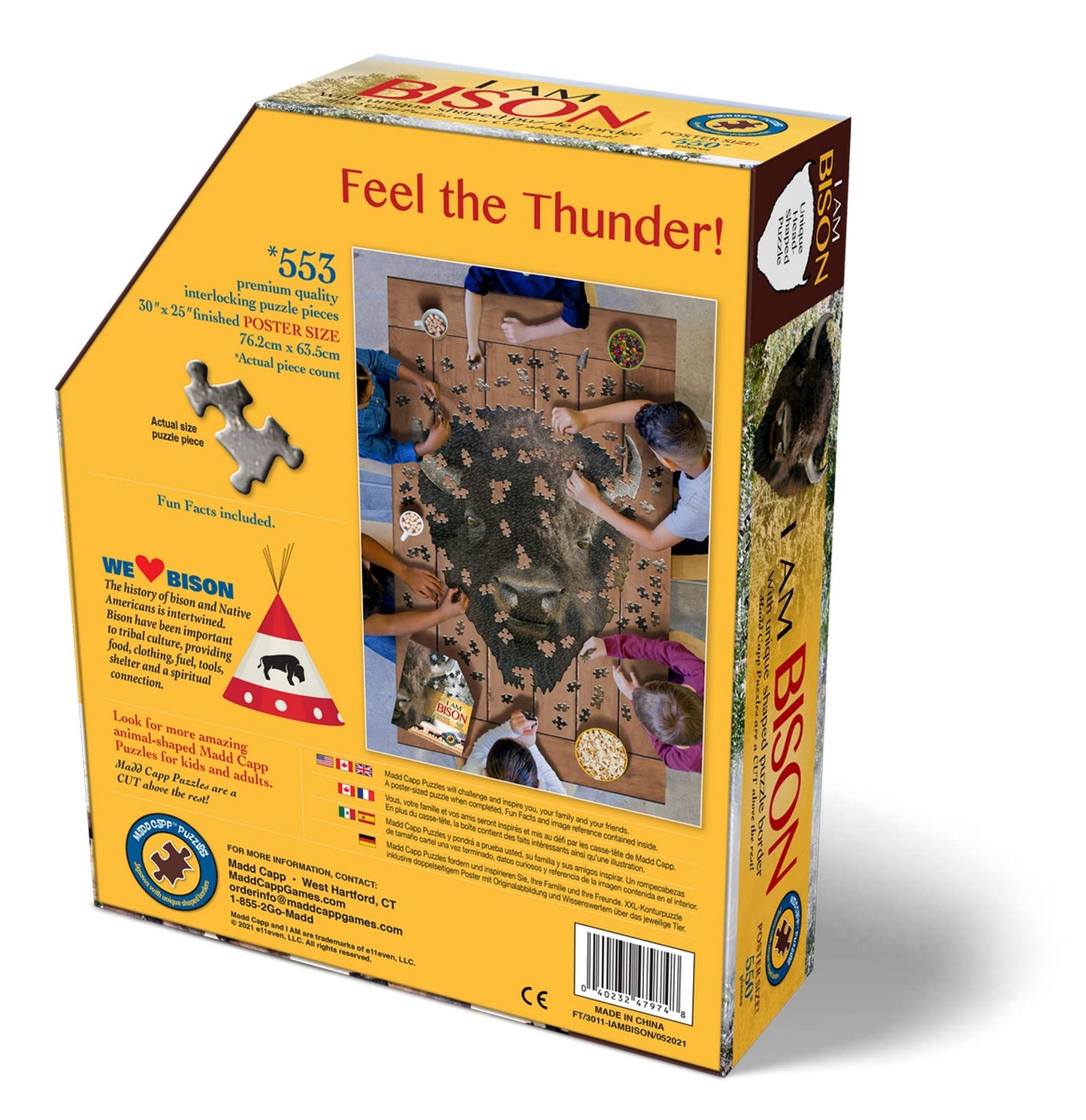 Herrschners Madd Capp I AM Bison 550-Piece Animal Shaped Jigsaw Puzzle - 30"H x 25"W - Multicolor - Engineered Wood