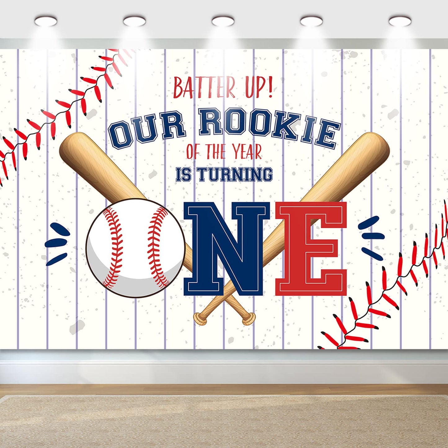Baseball 1st Birthday Decoration, My Rookie Year Banner Backdrop for Boys Baby First Birthday Party Decor, Baseball Rookie of Th