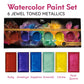 Mozart Supplies Professional Watercolor Paint Set - 6 Jewel Vibrant Colors - Light Weight And Portable Travel Watercolor Set - P