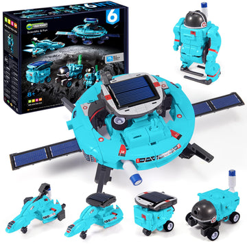 COBFDHA 6-in-1 Solar Robot STEM Toys for Kids Ages 8-13, Light Blue Educational Science Kits, Perfect Christmas & Birthday Gifts