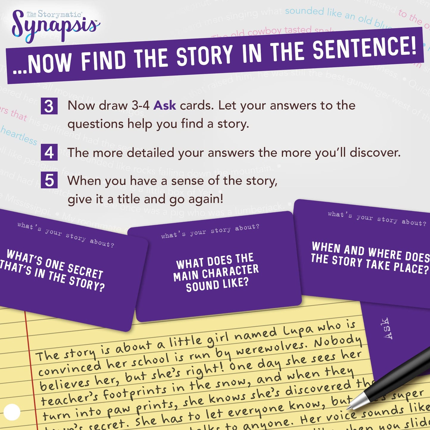 Storymatic Synapsis - Creative Writing Prompts for mature-themeds and Young Writers - Storytelling Game