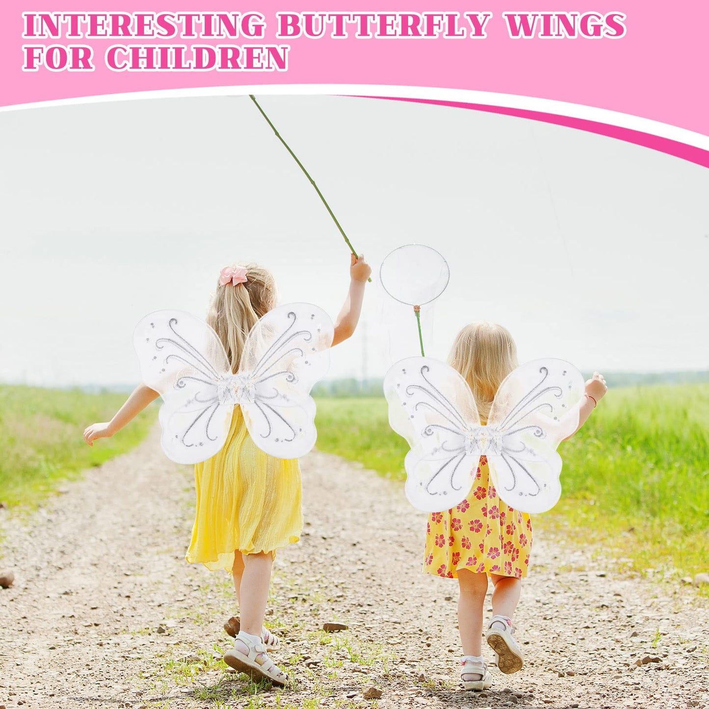 Chivao 10 Pieces Fairy Wings Butterfly Wings Wedding Decoration Costume Birthday Christmas Party Favors For Boys Girls(White)