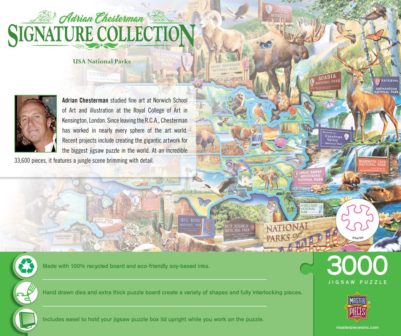 MasterPieces 3000 Piece Jigsaw Puzzle - USA National Parks - 32"x45" - Perfect for Adults & Kids - Model 72293