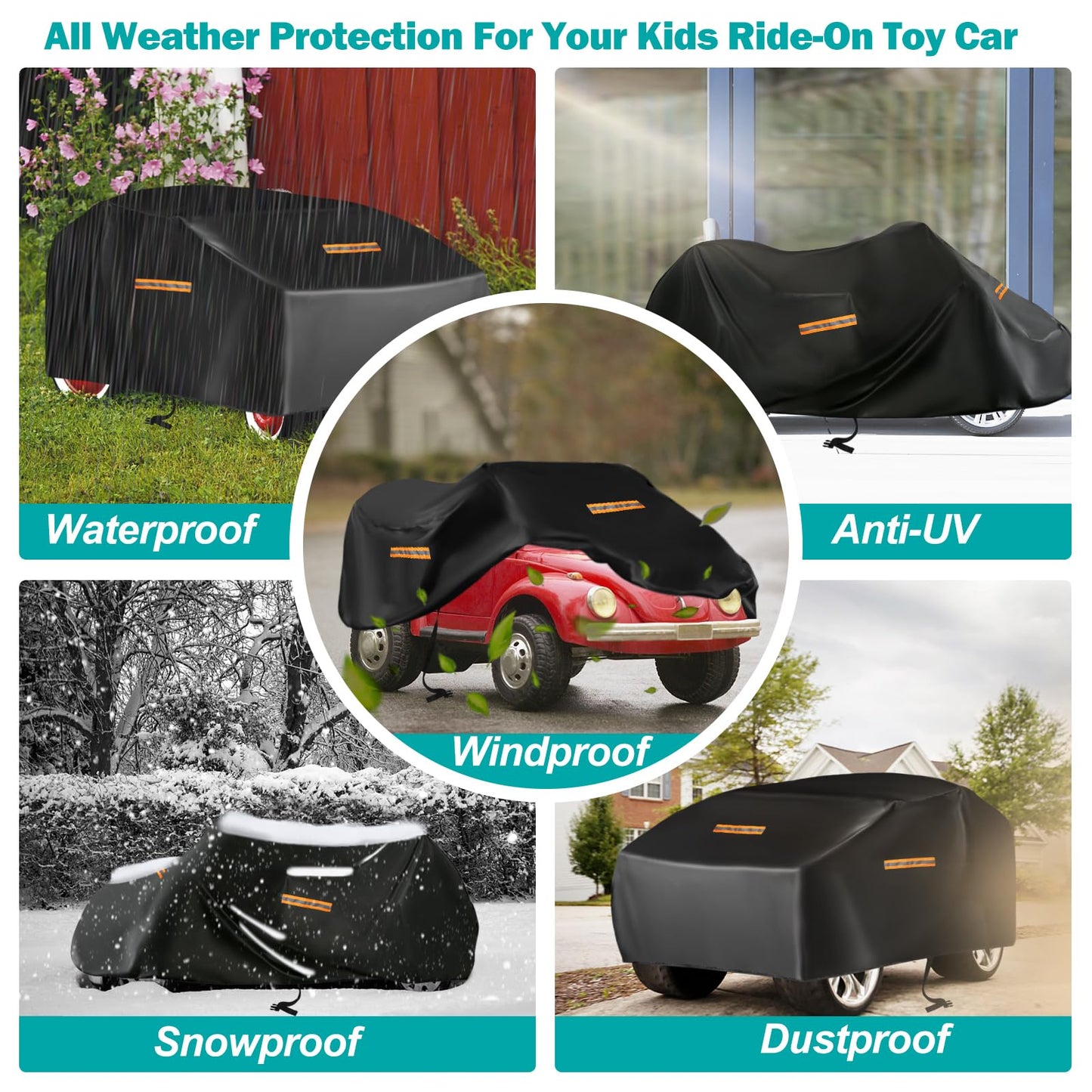 Kids Car Cover,Large Ride On Truck Toys Car For Kids Waterproof Cover,420D Universal Outdoor Cover For Power Wheels Jeep & Toddl