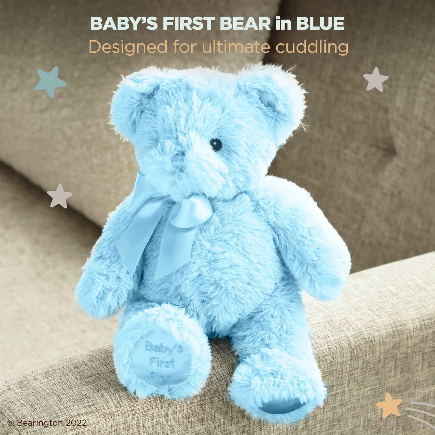 Bearington Blue Teddy Bear Plush - 12" Stuffed Animal - Satin Material - Model 193608
