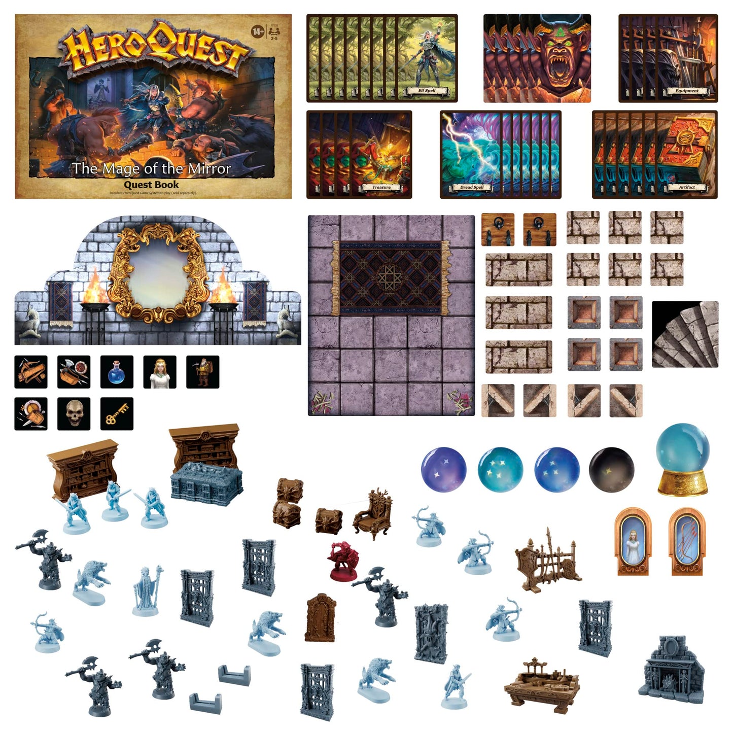 Avalon Hill Heroquest The Mage of The Mirror Quest Pack - Roleplaying Game for Ages 14+, Orange, Model F7539