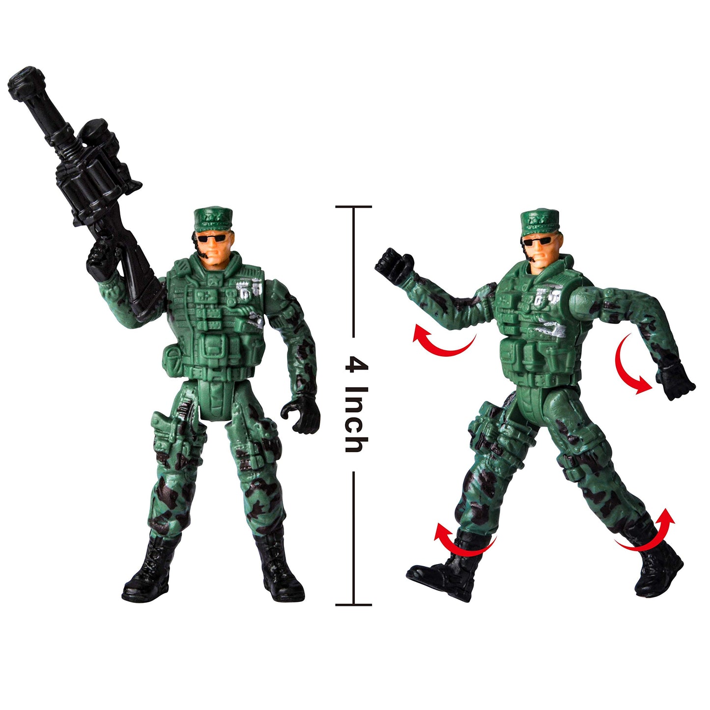 JOYIN Military Vehicles Toy Set of Friction Powered Transport Helicopter with Light and Sound Siren, and Soldier Army Men Action