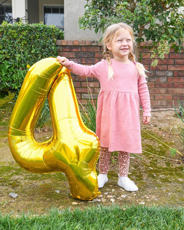 Gold Number 4 Balloon 40 Inch, 4 Balloon Number, 4Th Birthday Decorations, Gold Party Supplies For Boys Girls