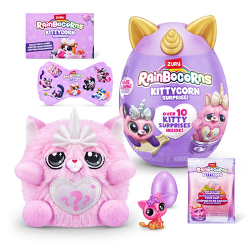 Rainbocorns Kittycorn Surprise Series 2 (Chinchilla Cat) by ZURU, Collectible Plush Stuffed Animal, Surprise Egg, Sticker Pack, 