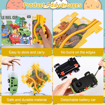 25Pcs Puzzle Racer Kids Car Track Set Dinosaur Themed Series, Puzzle Track Car Play Set, Rail Car Puzzle Track, Kids Car Track,