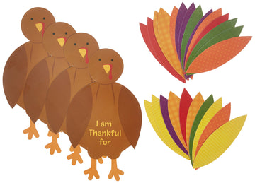 amscan Paper Turkey Craft Kit - Thanksgiving Party, 1 Set,for 48 months to 144 months, Assorted Sizes, Multi Color