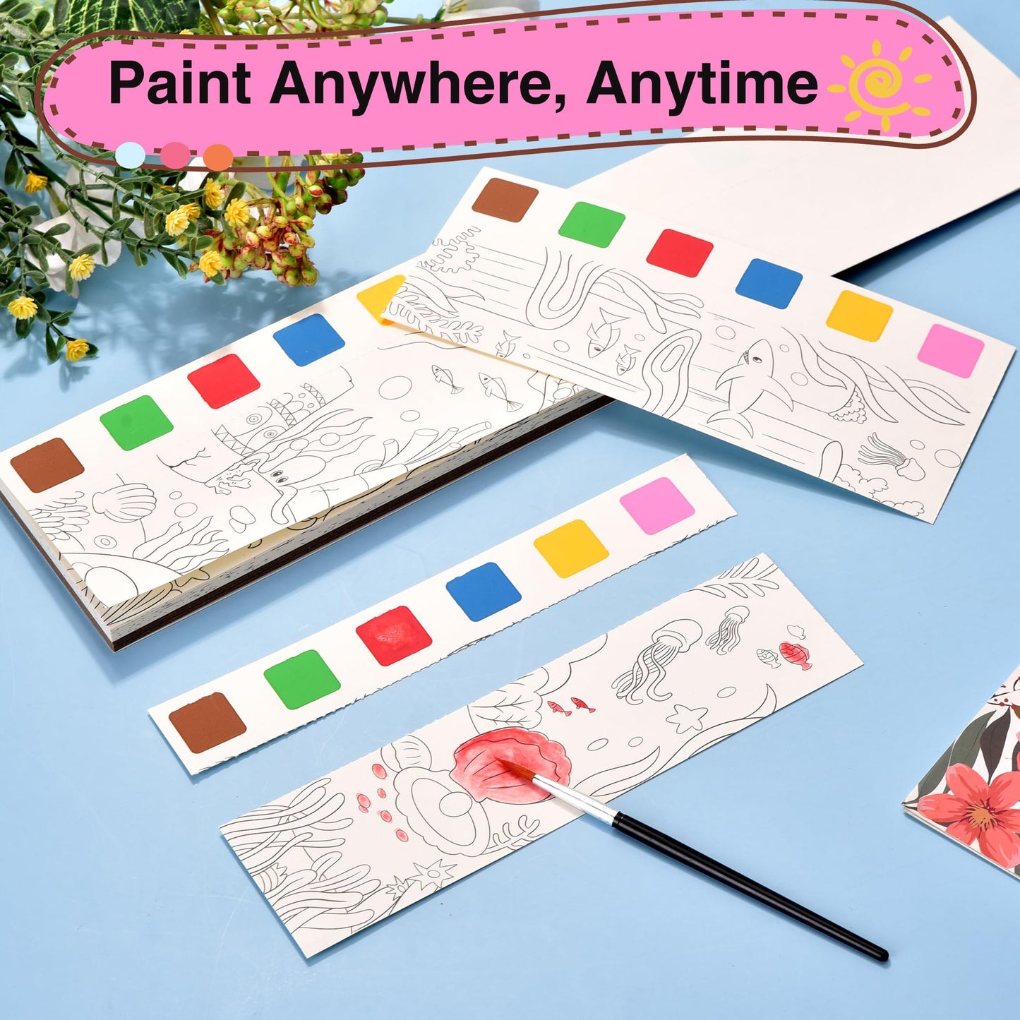 4Pack Mini Paint Pad, Mini Paint Pads, Watercolor Paint Pad, Pocket Watercolor Painting Book, Mess Free Water Color Paint Set Ar