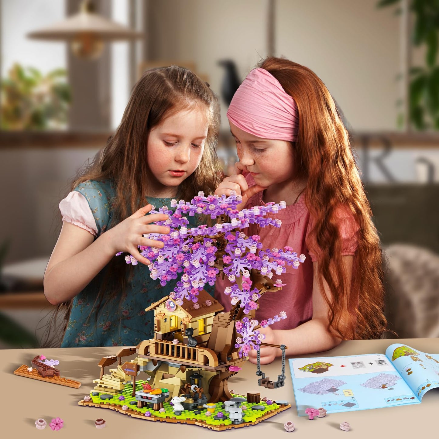 Sitodier Cherry Blossom Tree House Building Toy, 880Pcs Cherry Blossom Bonsai Building Set With Led Light For Girls Aged 6-14, Flowers House Construction Set For Kids 6 7 8 9 10 11 12+