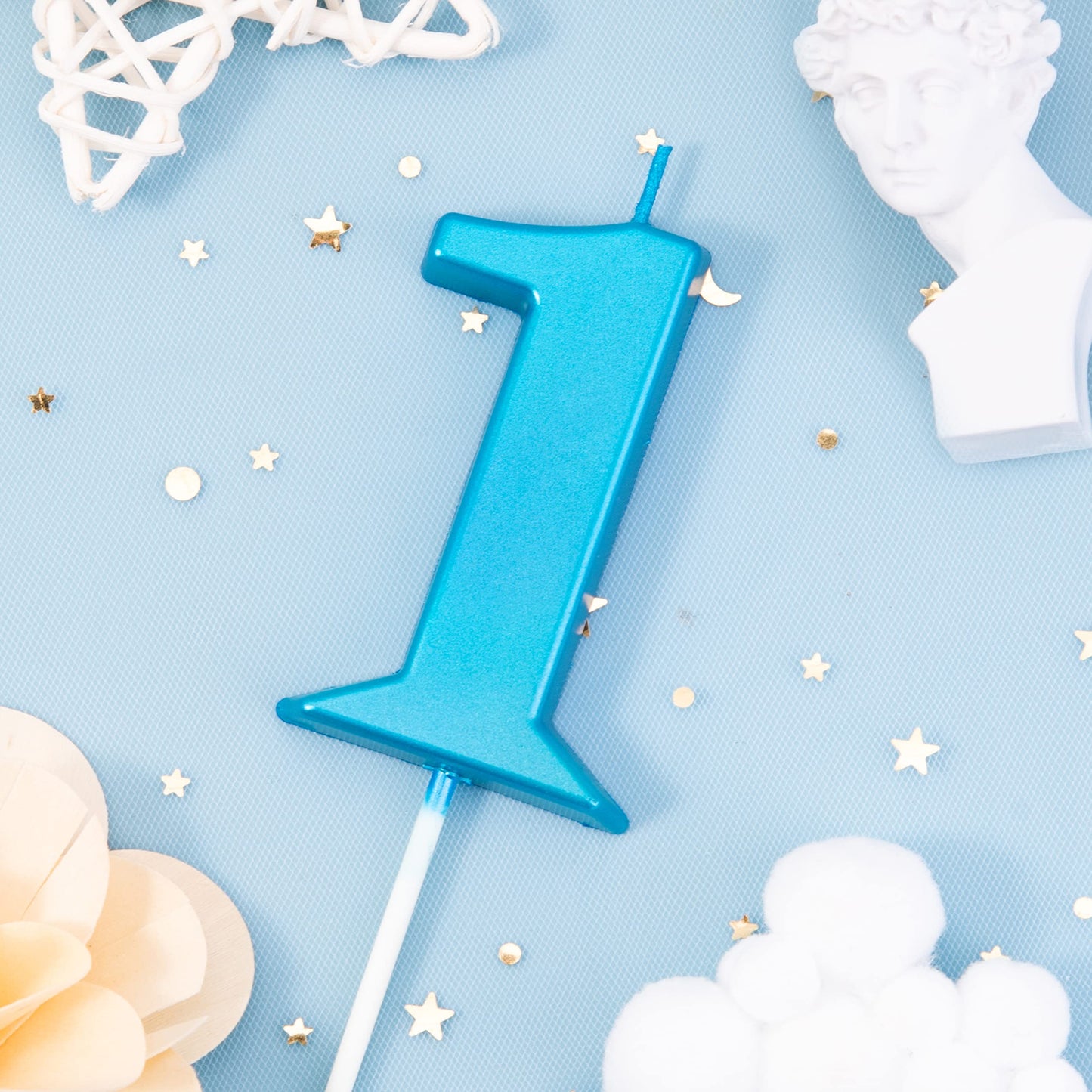 PHD CAKE Blue Number Birthday Candles - 2.76 Inch, Synthetic Wax, 1 Number for Party Celebrations