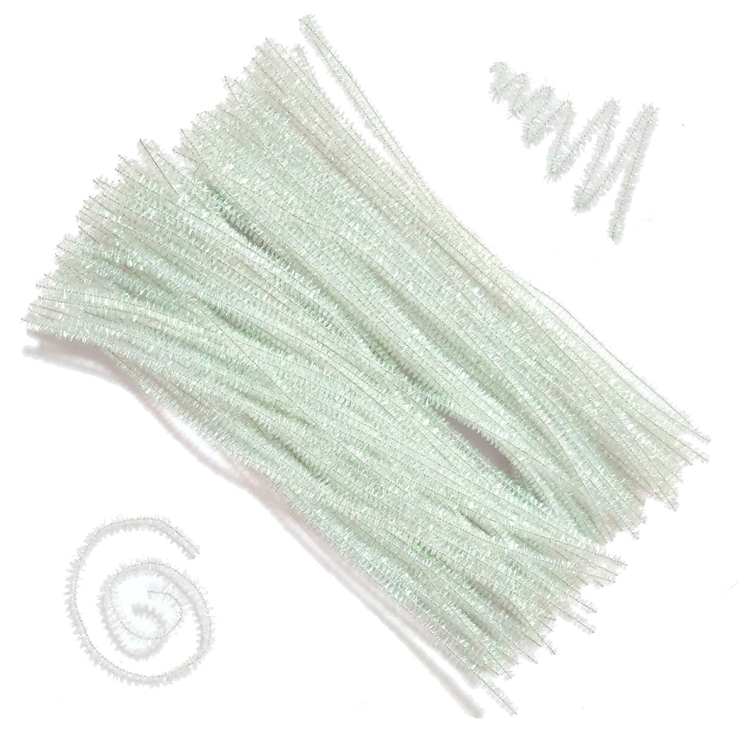 Carykon 200 PCS Glitter Tinsel Creative Arts Stems Pipe Cleaners-12 Inch (Colorful White)