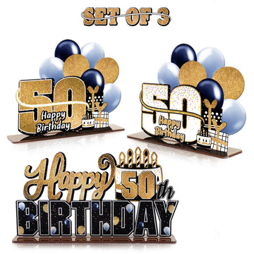 Lingteer Happy 50Th Birthday Gold Acrylic Table Topper Centerpieces Set - Cheers To Fifty Years Old Birthday 50Th Bday Party Gift Decorations.