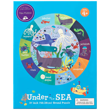 C.R Gibson Bjpr-22042 Under The Sea 72-Piece Round Jigsaw Puzzle For Kids, 19'' D