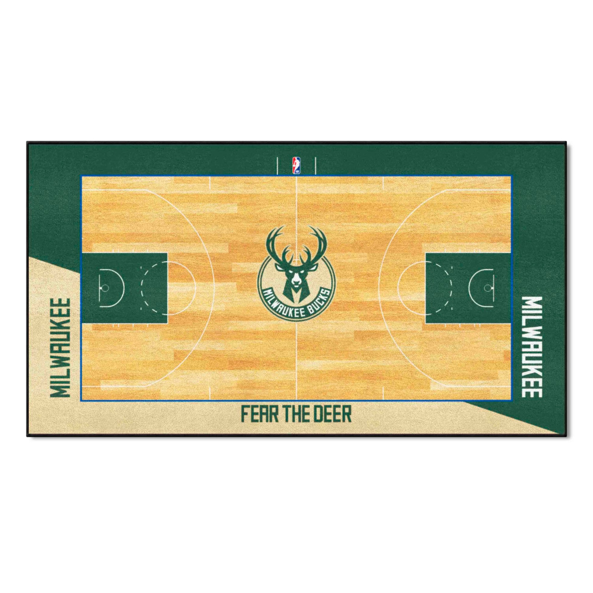 FANMATS - 9322 NBA Milwaukee Bucks Nylon Face NBA Court Runner-Large, 29.5x54