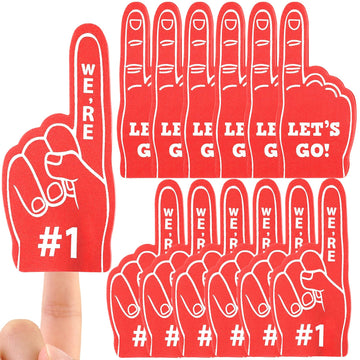 SEEVOR 12pcs Foam Finger Mini Foam Fingers 5 Inch Cheerleading Foam Finger For Sports Events Games Themed Birthday Party (Red)