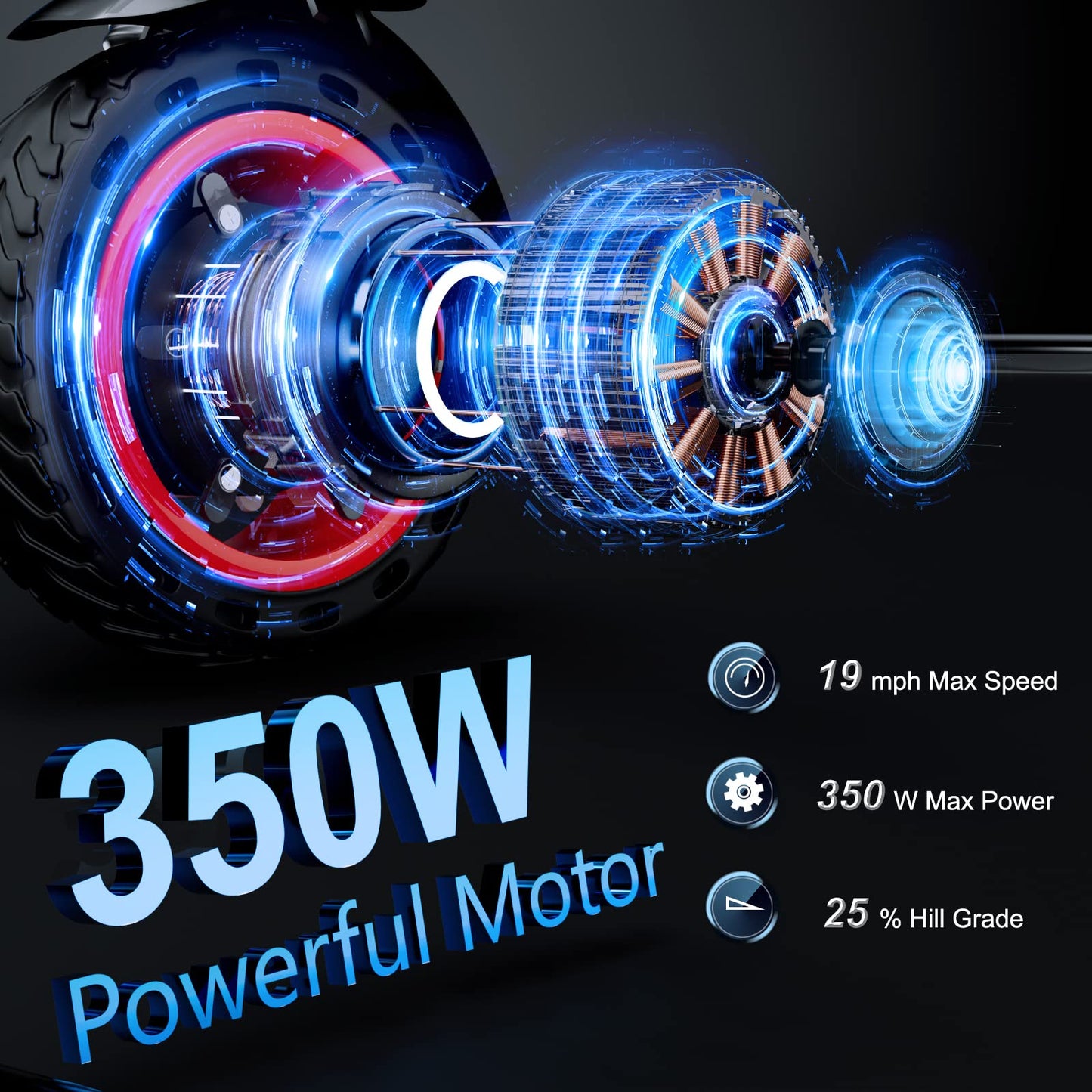 Electric Scooter - 8.5'' Solid Tires, 350W Motor, Up To 19 Mph And 21 Miles Long-Range Portable Foldable Commuting Scooter For A