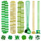 Whaline 18Pcs St. Patrick'S Day Bead Necklaces And 30Pcs Shamrock Tattoo Stickers Green Gold Pendant Necklaces Bundle For Irish