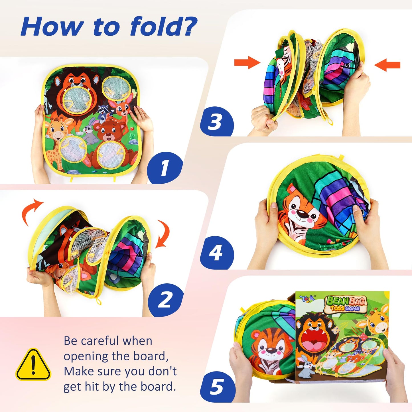 Toyk Animal Bean Bag Toss Game - Outdoor Family Party Toy for Kids, Ages 3-6, Model M003, Plastic