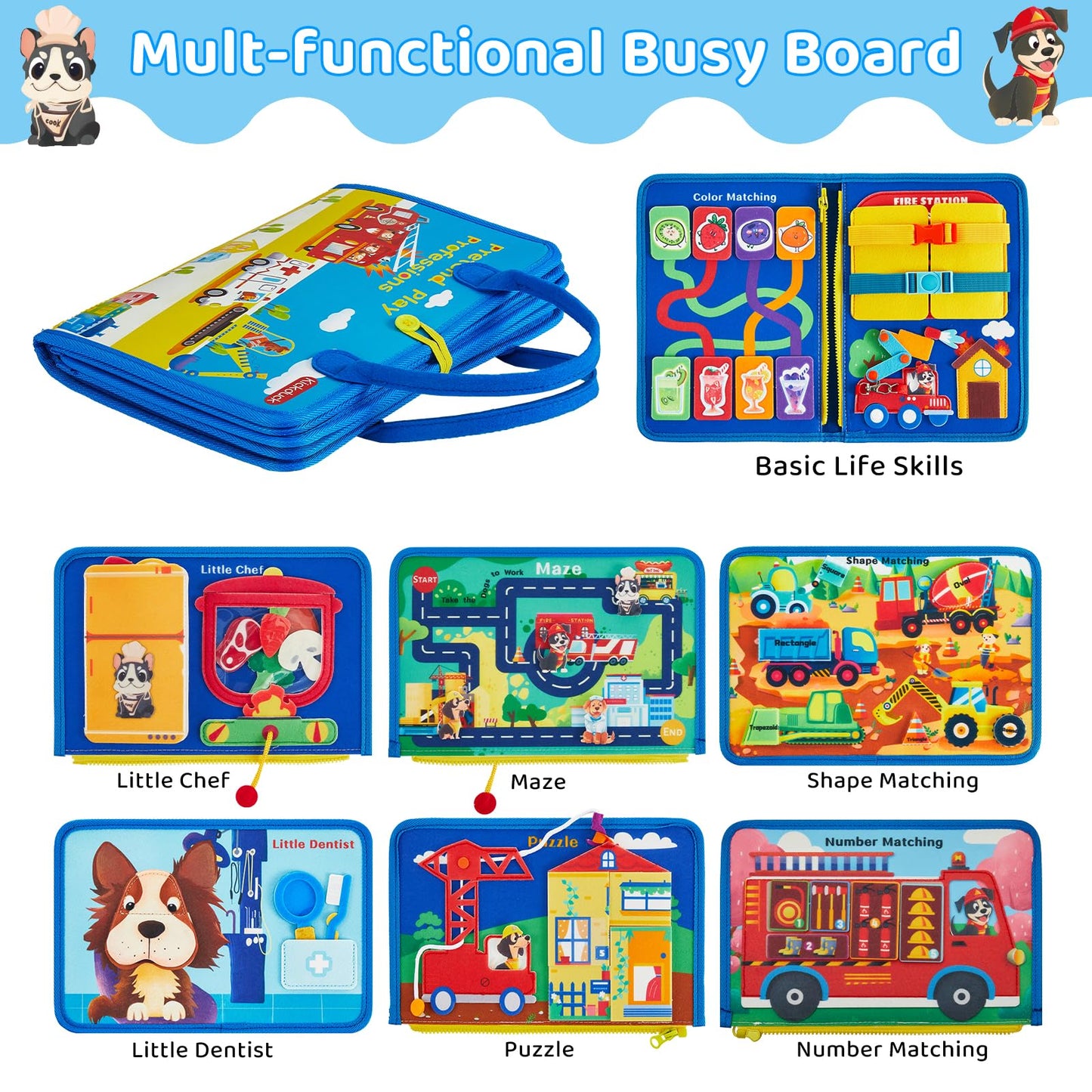 Kickduck Busy Board Montessori Toys For 3 4 Year Old, Educational Activity Sensory Preschool Learning Toys For Toddlers, Travel