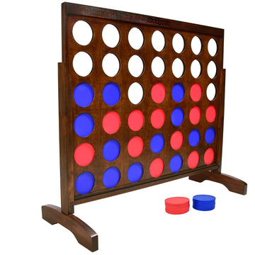 Gosports 4 Foot Width Giant Portable 4 In A Row Game - Huge Size With Carry Case And Rules, Brown