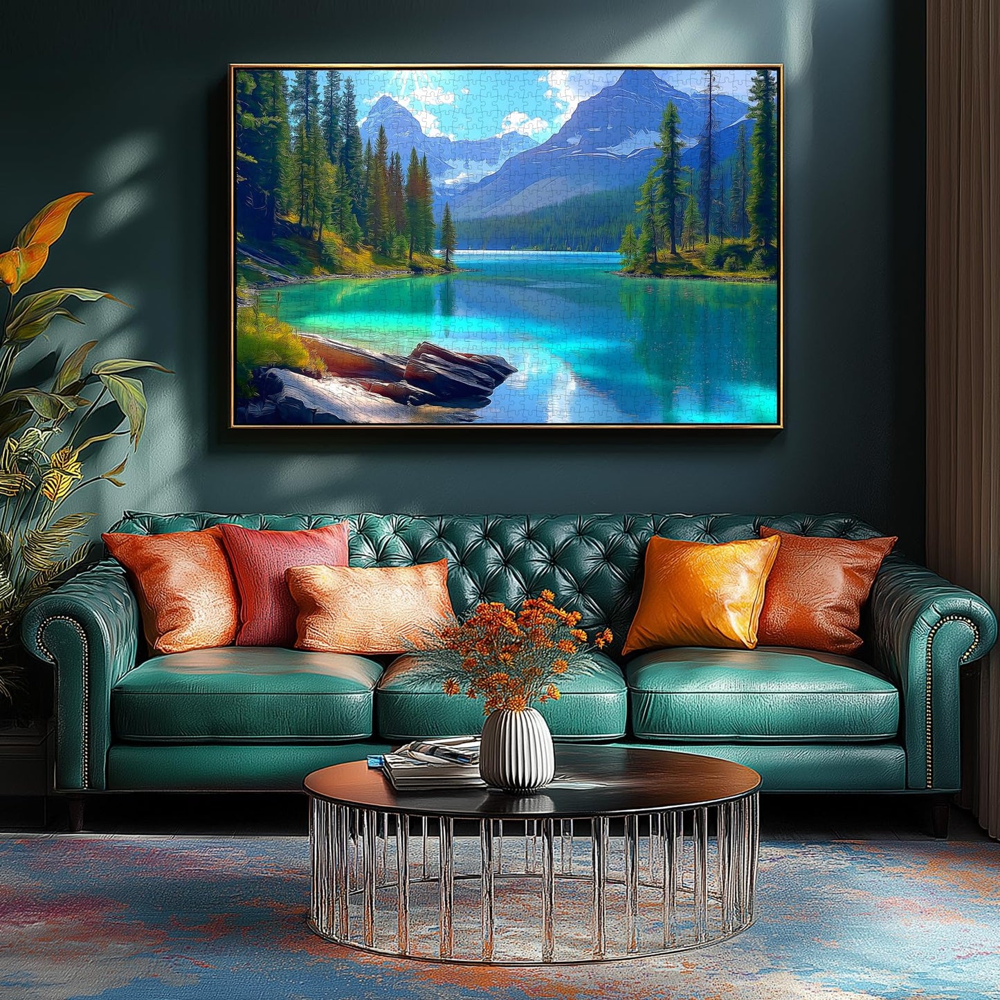 Blueforest - Turquoise Lake Landscape - 500 Piece Jigsaw Puzzle for mature-themeds Challenging Puzzle Picture Perfect for Game Nights  Kids  Teens  mature-themed  Family - Finished Puzzle Size is 21 x 15 inch