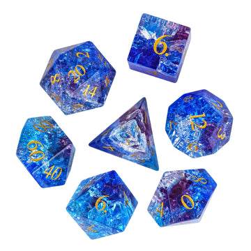 UDIXI Colored Glaze DND Dice Set, 7PCS Polyhedral Dice Set D&D with Gift Box for Dungeons and Dragon Tabletop Game (Blue and Pur