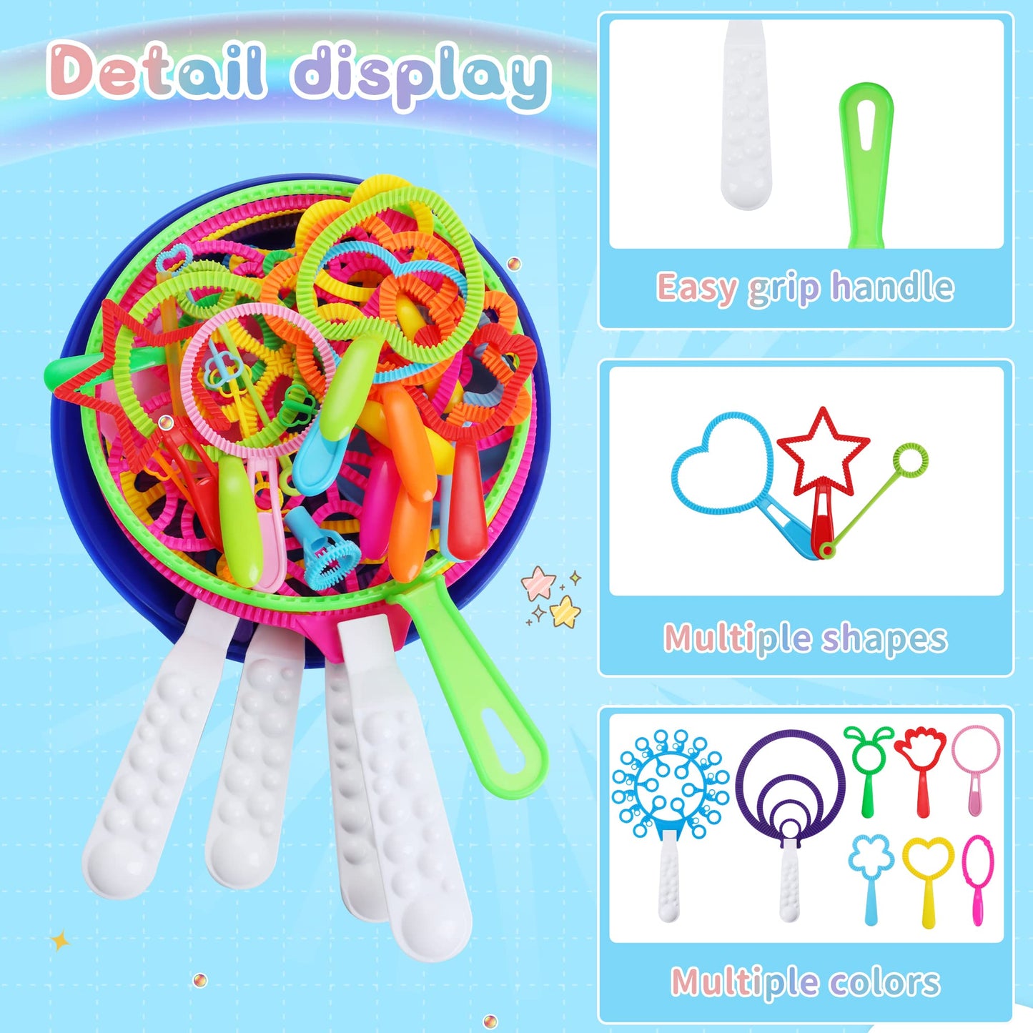 Oun Nana Bubble Wands Set, 28 Pcs Large Bubble Wands With Tray For Kids, Giant Bubble Wands Bubble Makers Bulk For Kids Summer Outdoor Bubble Party Favors