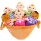 Qpewep Basket Of Babies Plush Dolls, 8' Plush Diversity Baby Dolls- 6 Piece Set Interchangeable Clothes Stuffed Plush Figures For All Ages Easter Gift