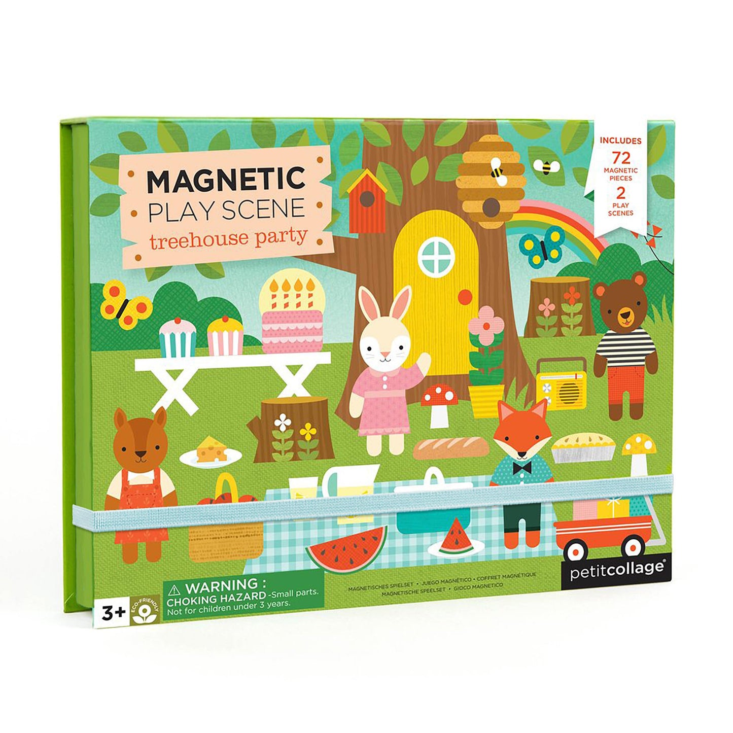 Petit Collage .xls Animal Friends Magnetic Game Board with Mix & Match, Ideal for Ages 3+, Includes Mag Play Scene Treehouse Par