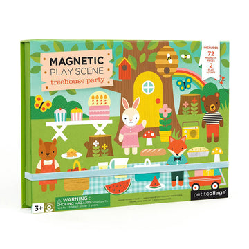 Petit Collage .xls Animal Friends Magnetic Game Board with Mix & Match, Ideal for Ages 3+, Includes Mag Play Scene Treehouse Par