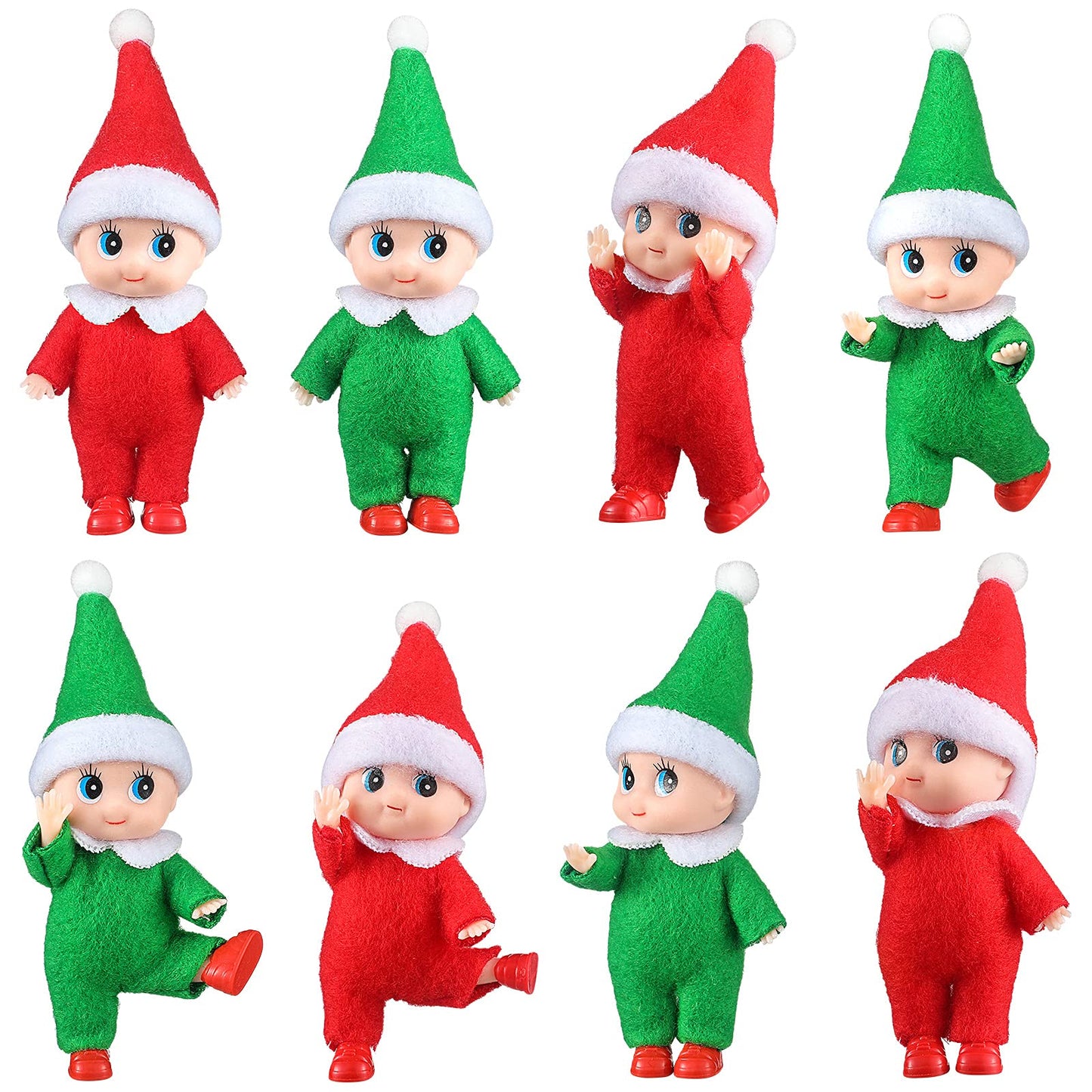 Juinipe Christmas Elf Doll Elf Doll Toy Christmas Baby Twin Elf Boy and Girl Doll Christmas Miniature Accessories for Christmas Decoration (8 Pieces)