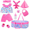 Ecore Fun 10 Pcs Baby Doll Clothes With Bassinet For 17-22 Inch Baby Dolls, Baby Doll Clothing Outfis Accessories Fit 17'-22' Baby Doll Reborn Doll
