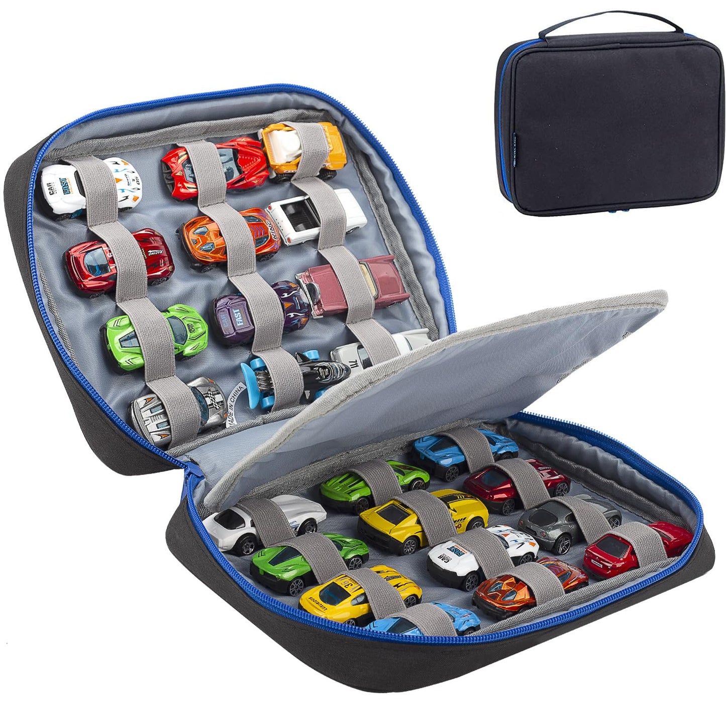 Kislane 24 Toy Cars Storage For Toy Cars, Storage Case Compatible With 24 Toy Cars, Matchbox Cars, Mini Toys, Toy Cars Storage For Kids, Bag Only (Black)