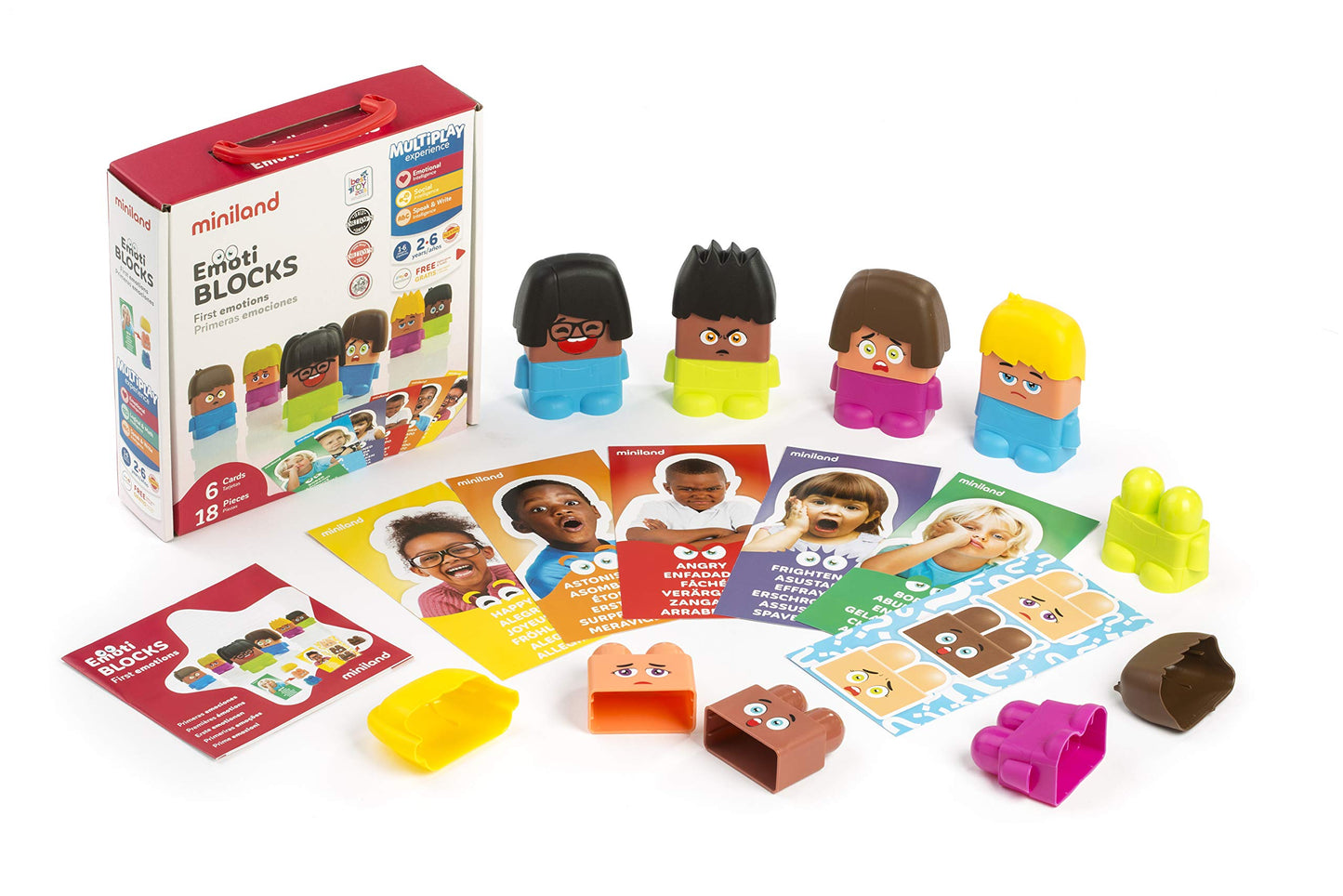 Miniland Emotiblocks, From Ages 2-6 Years, 1-6 Players, Social Awareness, Emotional Intelligence, Therapy Game, Diversity Play,
