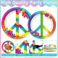 96 Pcs 60'S Hippie Party Supplies For 24 Guests Groovy Tie Dye Birthday Tableware Set Plates Napkins Retro Peace Sign Flower Party Decorations For Girls Carnival Baby Shower Party Favors