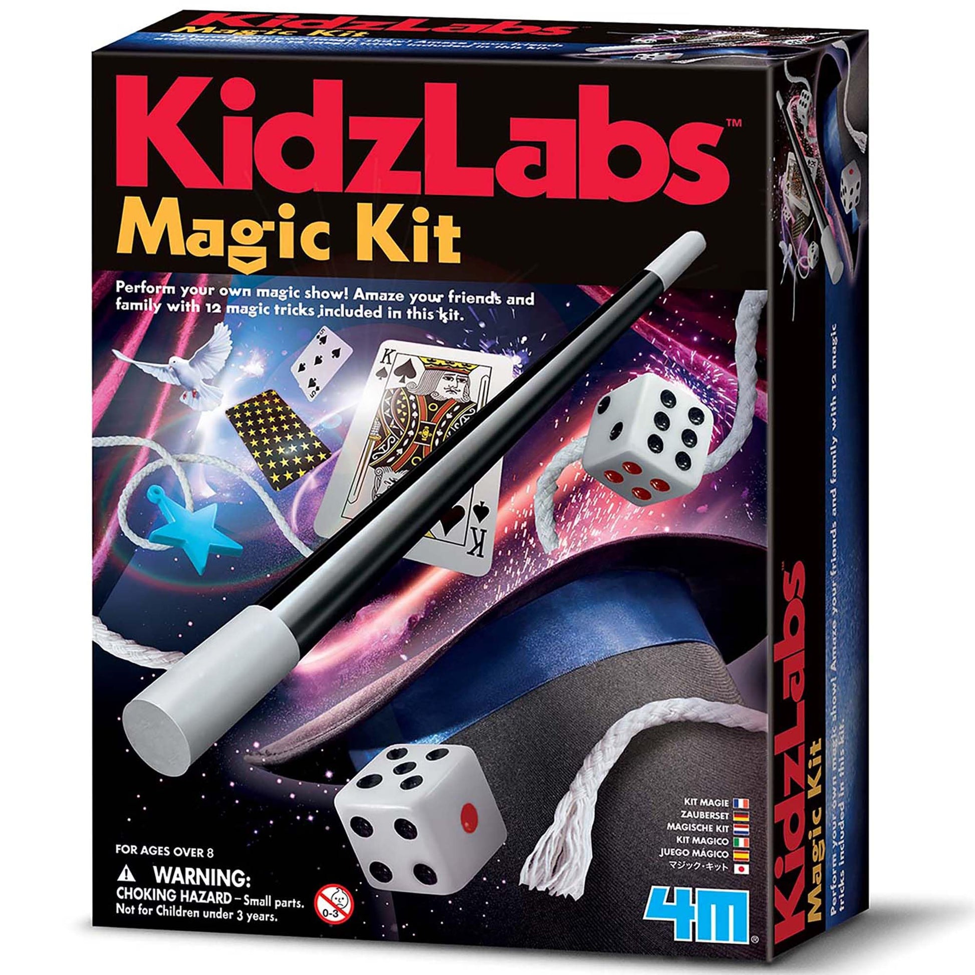 4M: KidzLabs: Magic Kit - Learn & Perform 12 Magic Tricks, Slight of Hand Set, Step-by-Step Instruction Booklet, Wand & Accessor