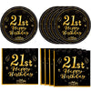 40 Pcs 21St Birthday Decorations Happy Birthday Decorations 21 Years Tableware Table Decorations Black Gold 21St Birthday Plates