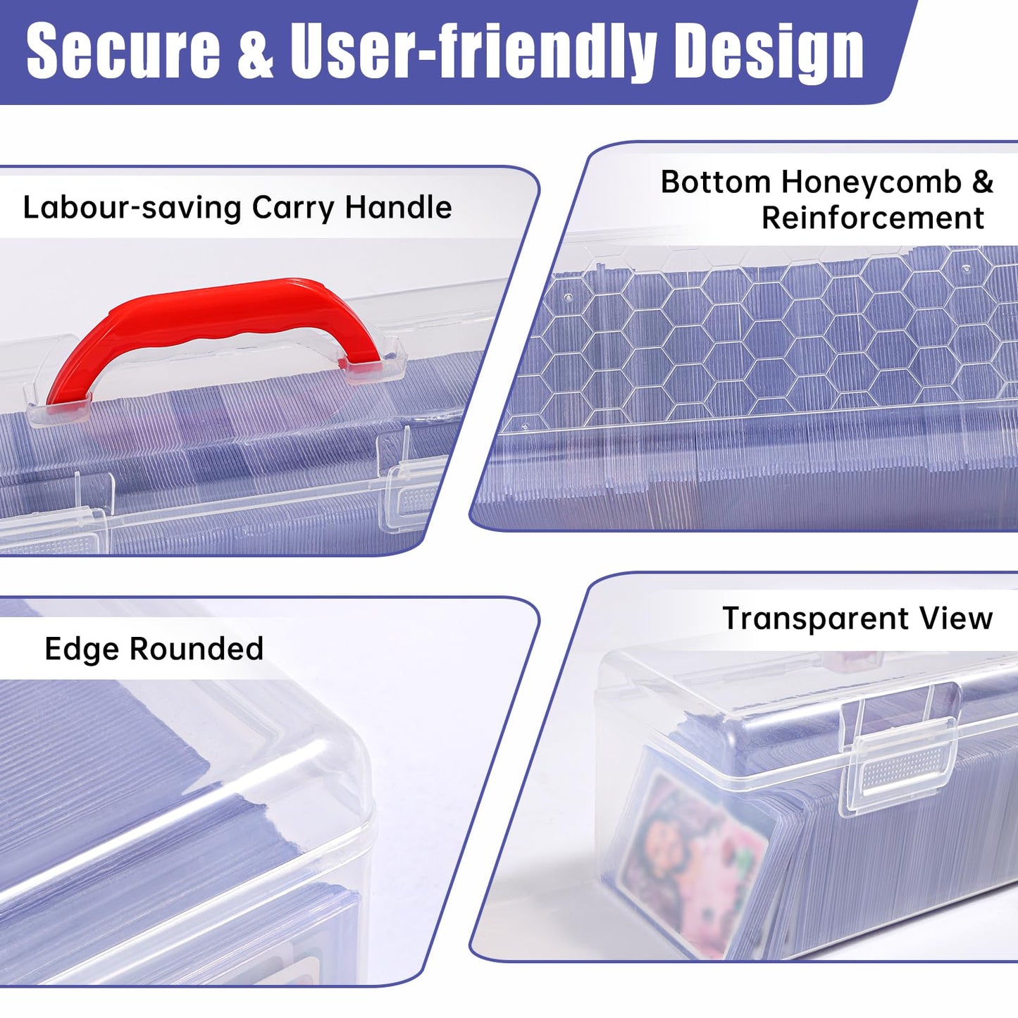 Glimstone Premium Storage Box For Toploader - Large For 200+ Toploaders Or 1000+ Trading Cards, Portable Sports Card Storage Box